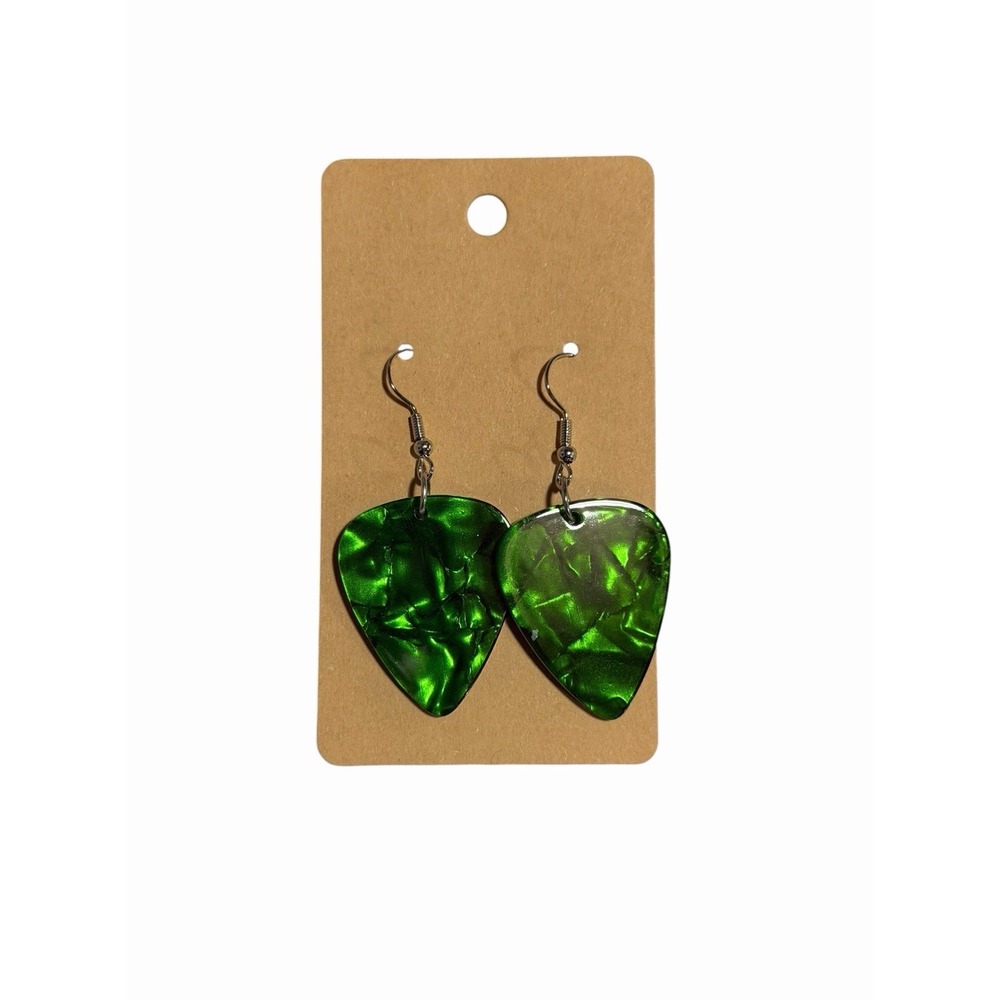 New Novelty Fashion Earrings green guitar pick
